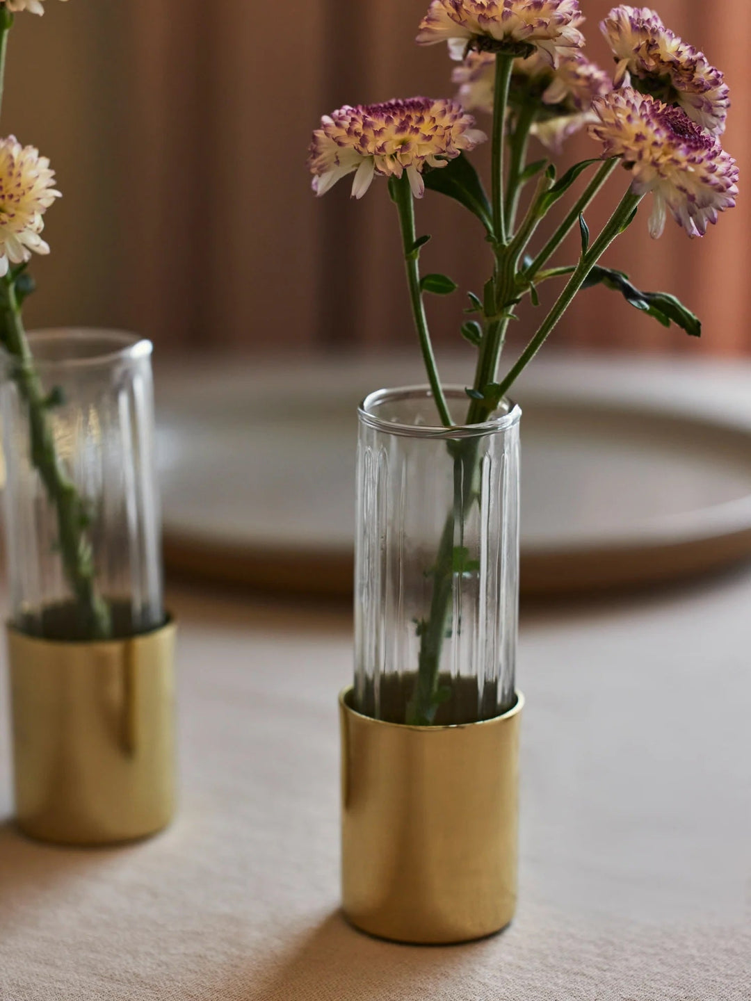 Handcrafted Fluted Glass Bud Vases, Gold, 4 Ct.