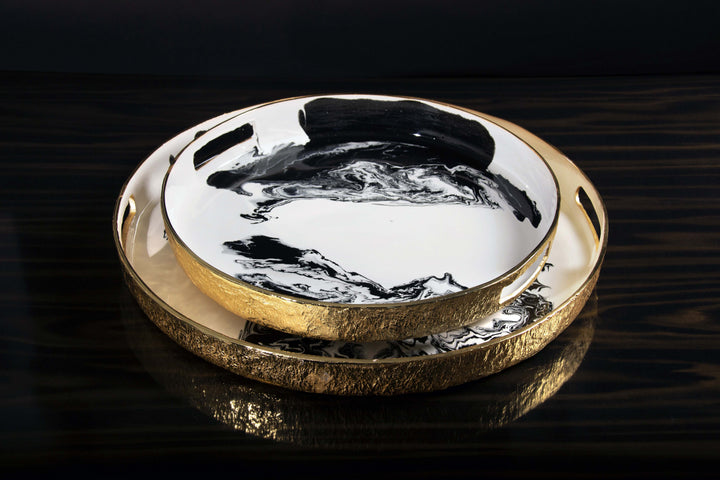 Handcrafted Sand Cast Gold-Plated Serving Tray