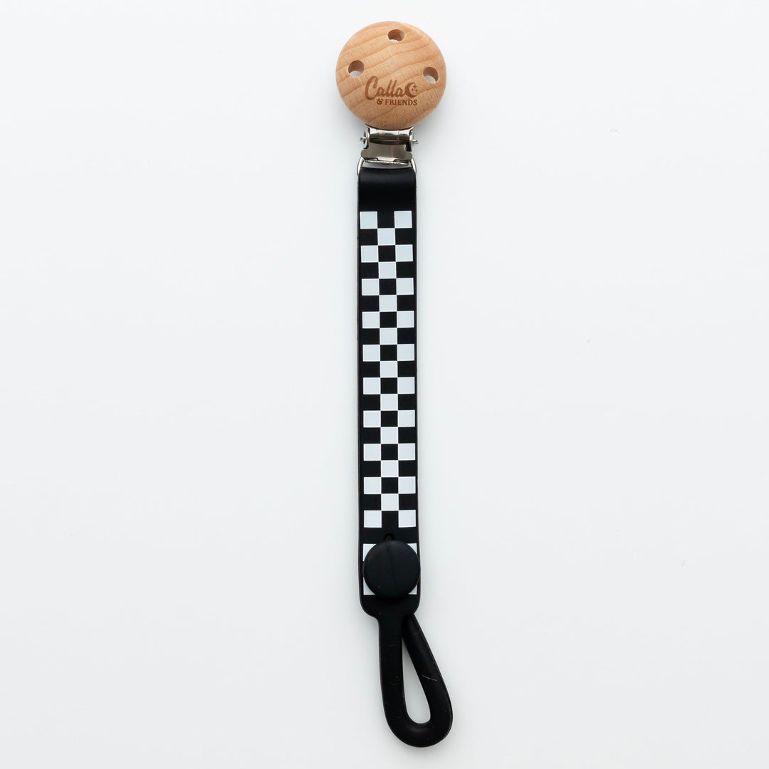 Non-Toxic Silicone Pacifier Clip, Checkered
