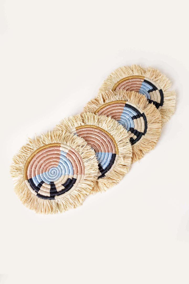 Handcrafted Raffia Fringe Coasters, 6", 4 Ct.