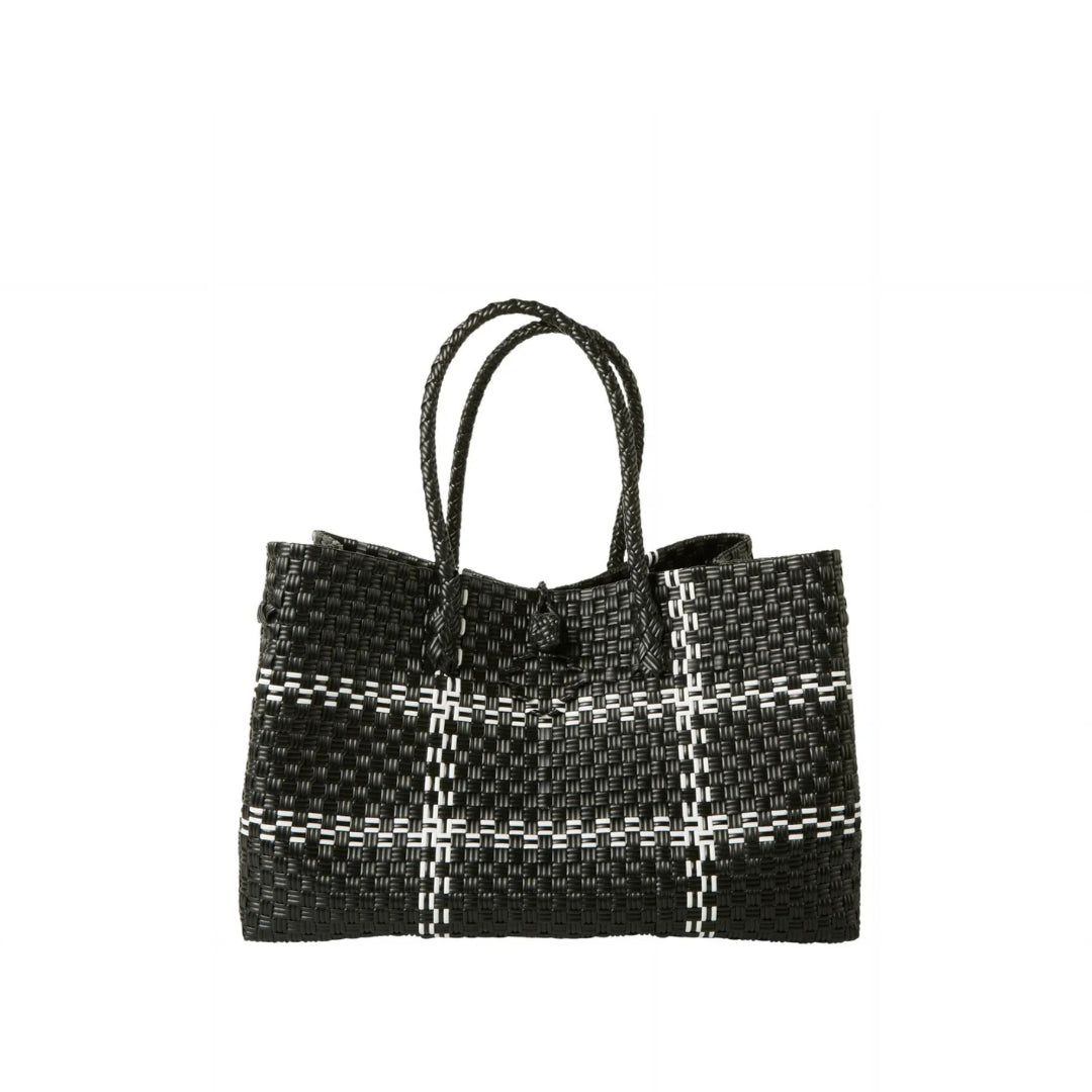 Handwoven Recycled Plastic Tote Bag, 15"
