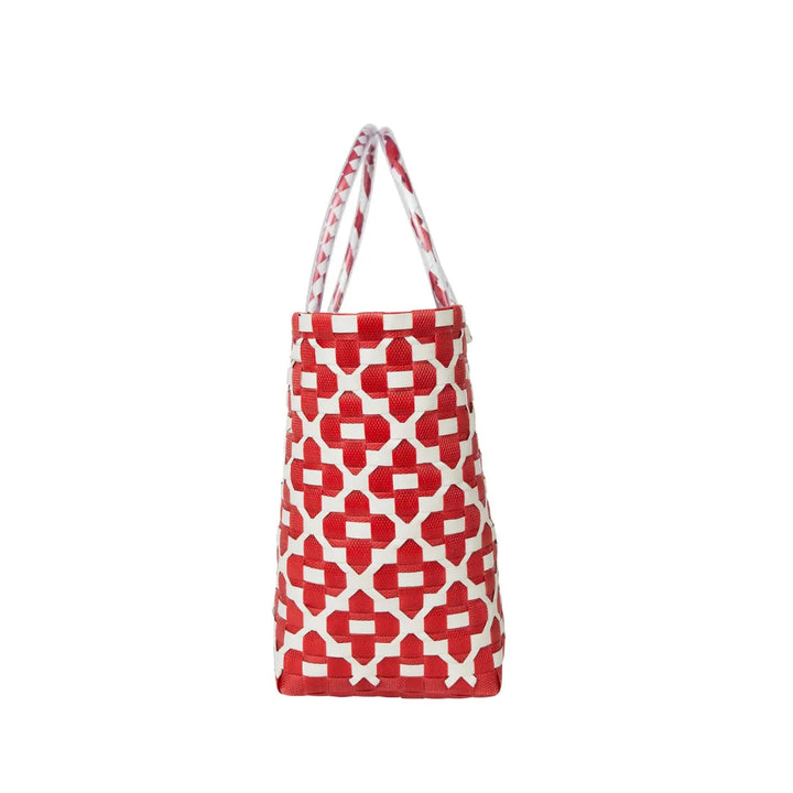 Handwoven Recycled Plastic Floral Mini Tote