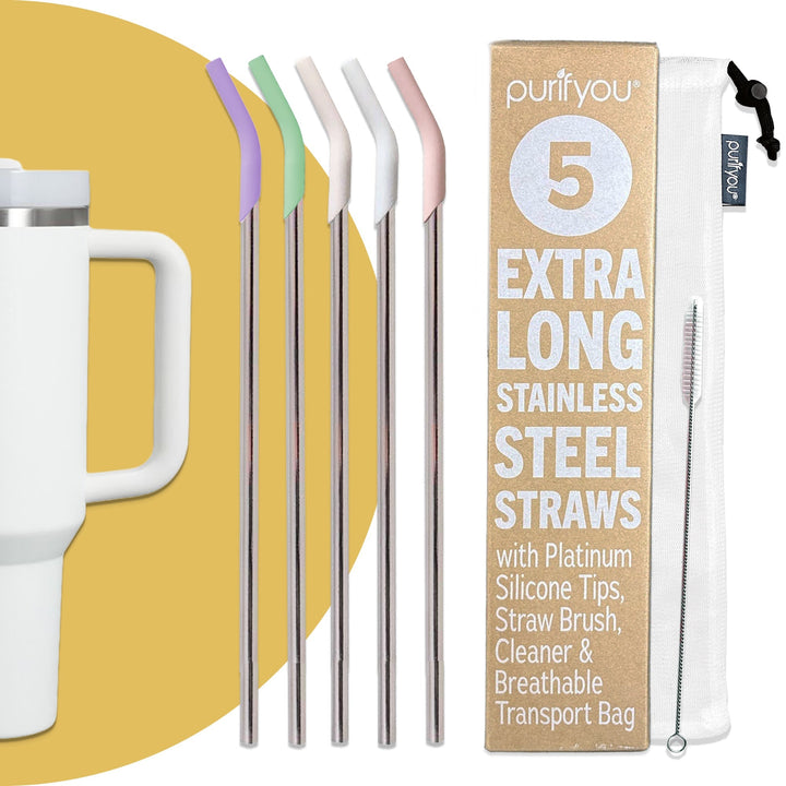 BPA-Free Stainless Steel Drinking Straws, 14.5", 5 Ct.