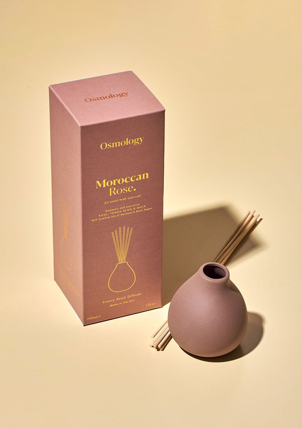 Reusable Ceramic Rose Tonka &amp; Musk Reed Diffuser, 7 oz.