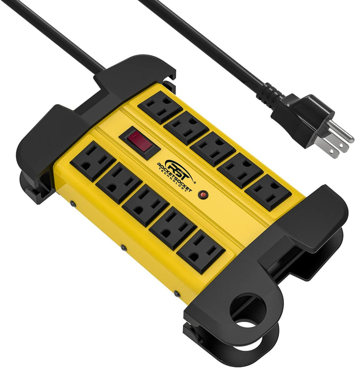 Heavy-Duty Aluminum 10-Outlet Surge Protector, 15 Ft.