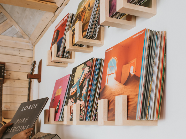 Handcrafted Hardwood Vinyl Record Wall Shelf, 2 Ct.