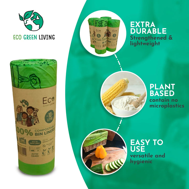 Compostable Corn Starch Waste Bin Liners, 2.6 Gal., 18 Ct.