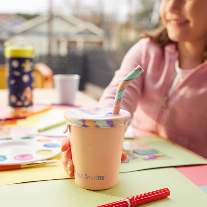 Recycled Stainless Kids Drinkware Cup with Straw, 10 oz.