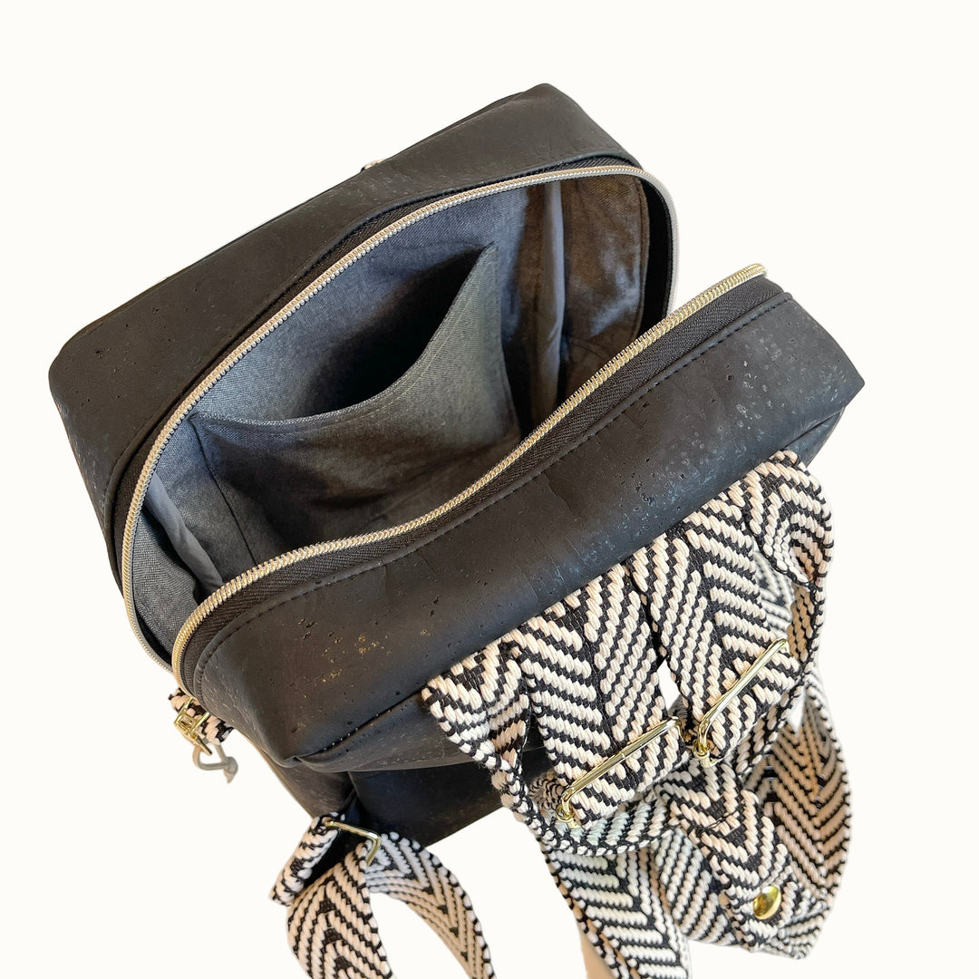 Vegan Cork Mini Backpack, Coal
