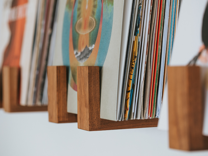 Handcrafted Hardwood Vinyl Record Wall Shelf, 2 Ct.