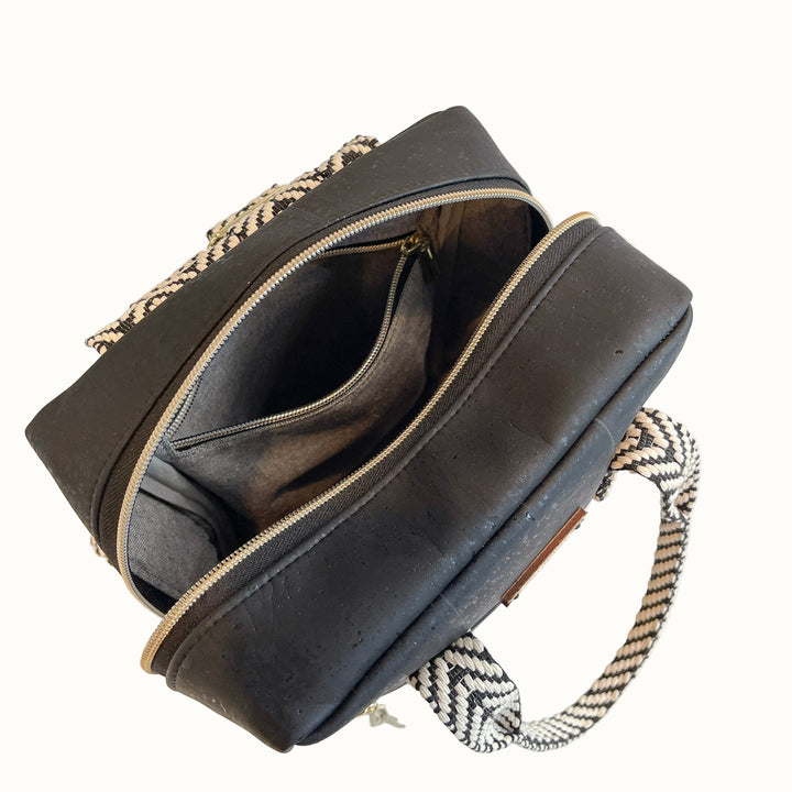 Vegan Cork Mini Backpack, Coal