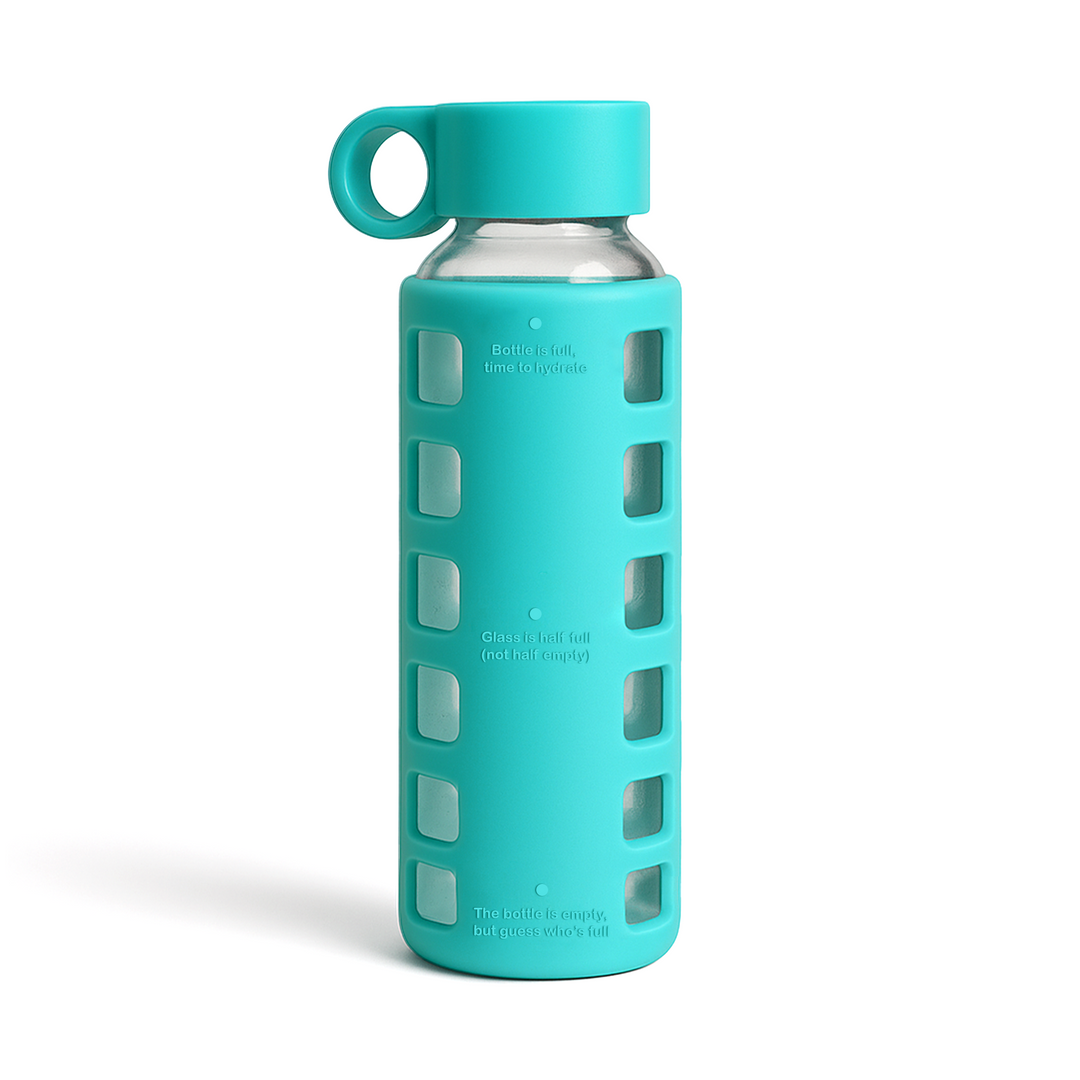 Borosilicate Glass Water Bottle, Wide-Mouth, Leak-Proof