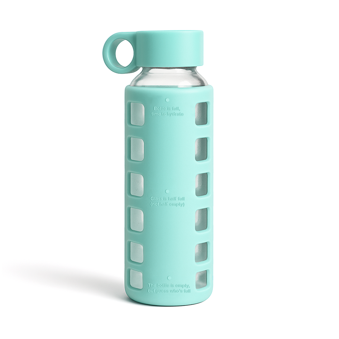 Borosilicate Glass Water Bottle, Wide-Mouth, Leak-Proof