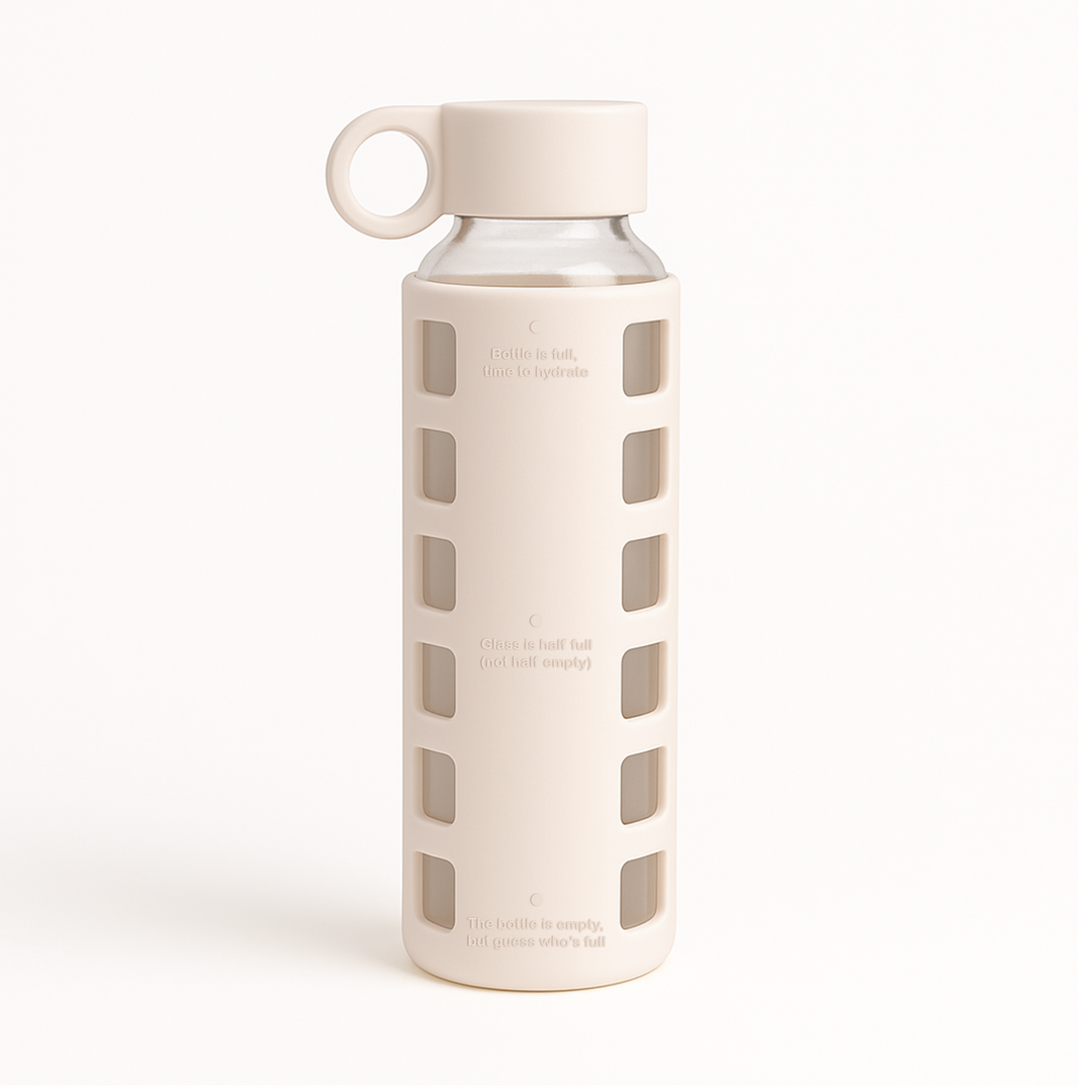 Borosilicate Glass Water Bottle, Wide-Mouth, Leak-Proof