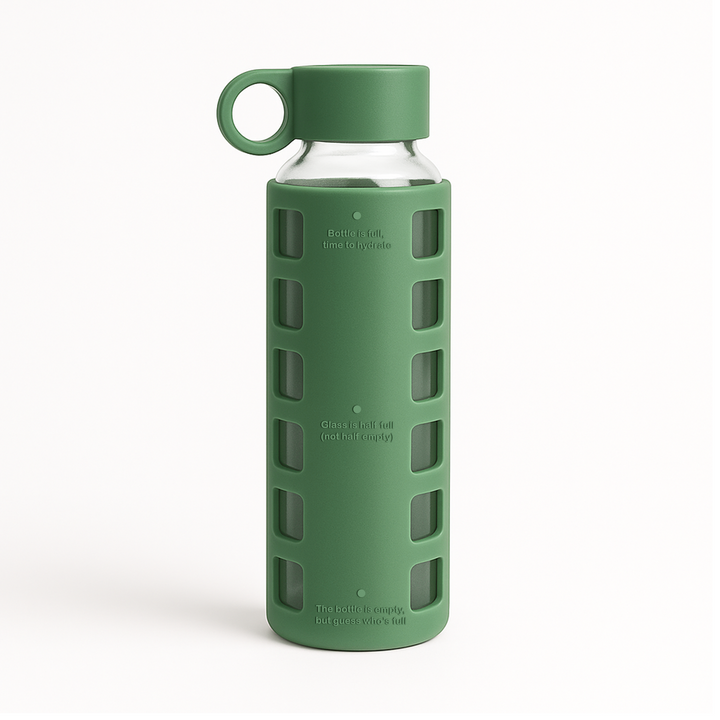 Borosilicate Glass Water Bottle, Wide-Mouth, Leak-Proof