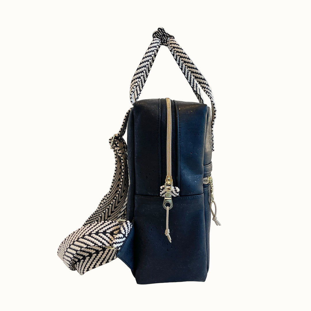 Vegan Cork Mini Backpack, Coal