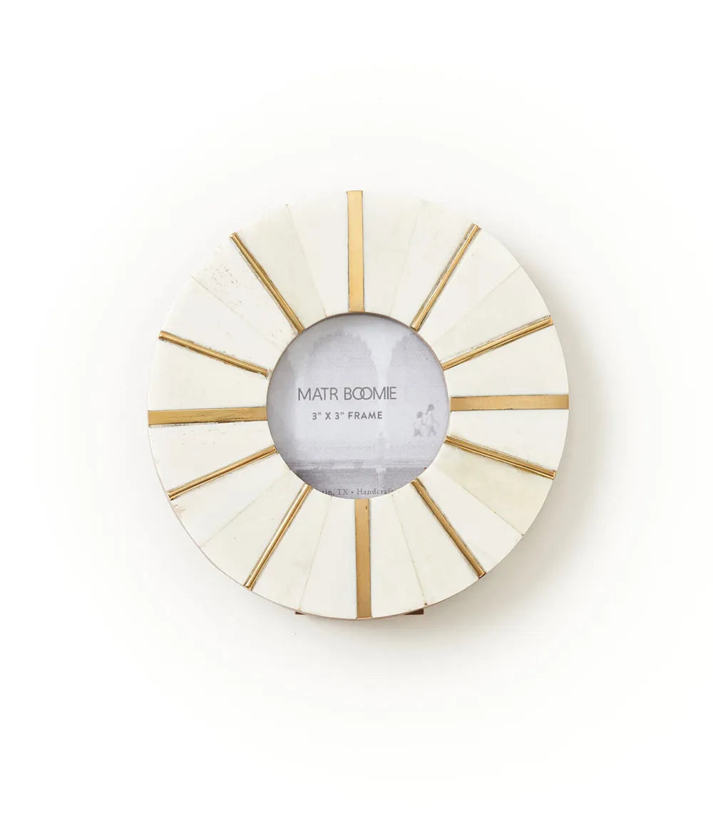 Bone &amp; Brass Round Picture Frame