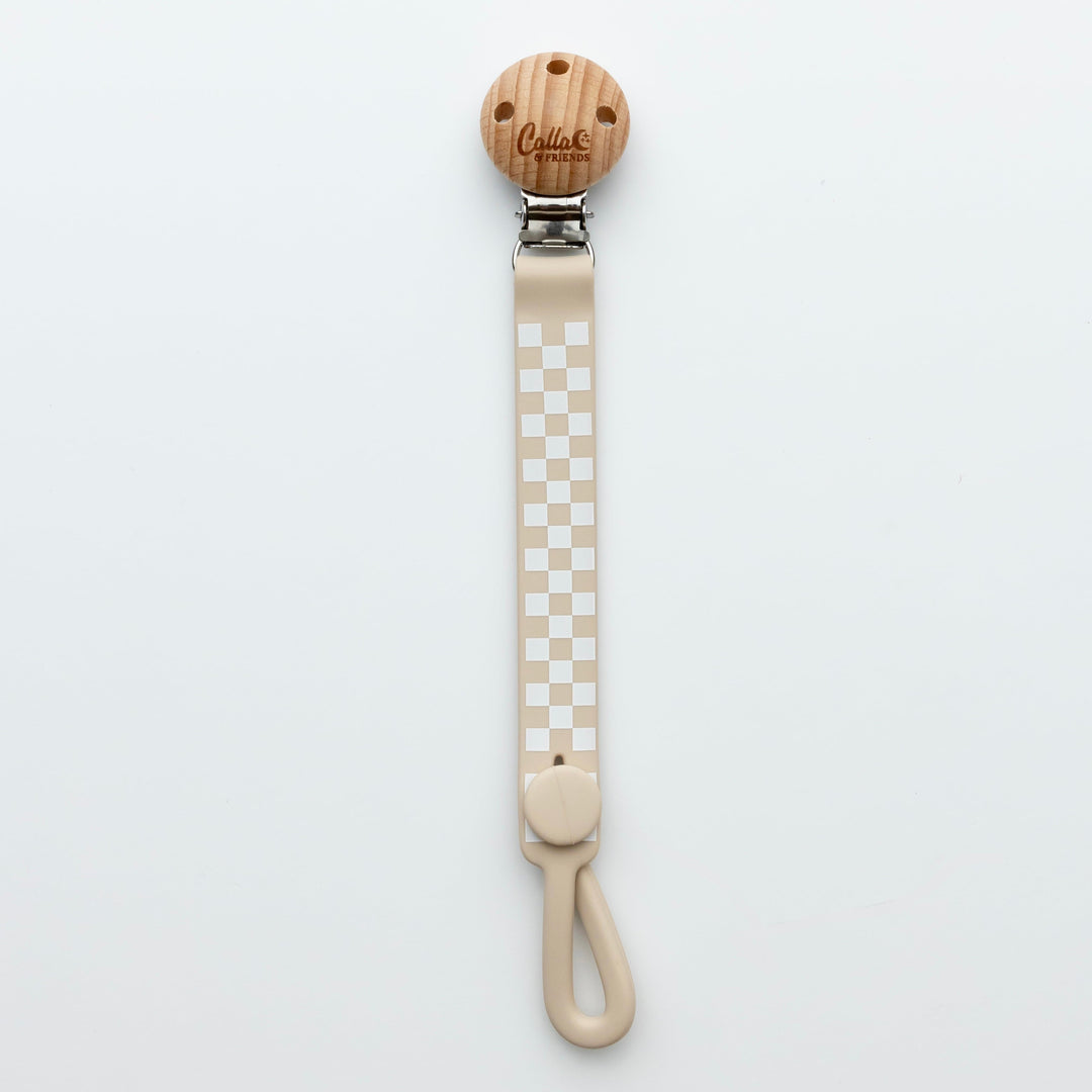 Non-Toxic Silicone Pacifier Clip, Checkered