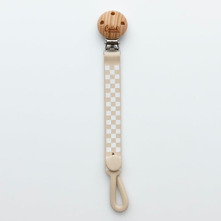 Non-Toxic Silicone Pacifier Clip, Checkered
