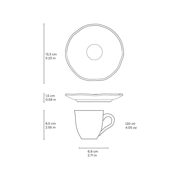 Non-Toxic Ceramic Cup &amp; Saucer Dinnerware Set, 6 Ct.