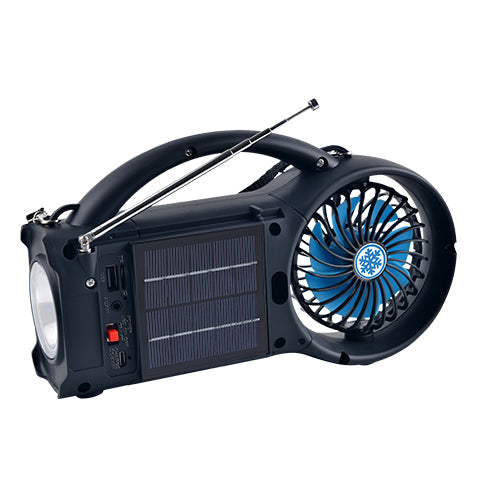 Solar 4-in-1 Camping Gear Speaker with Fan &amp; Torch