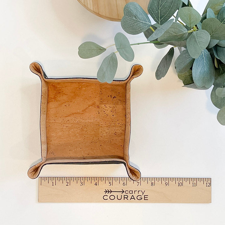 Handcrafted Biodegradable Cork Valet Tray, Coal, 8"