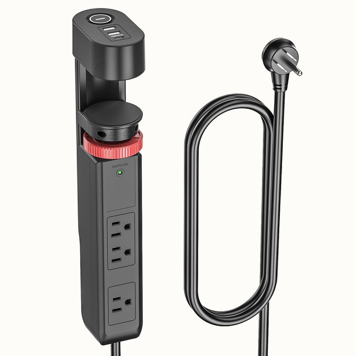 Desk Clamp Surge Protector, USB-C, 6 Ft. Cord