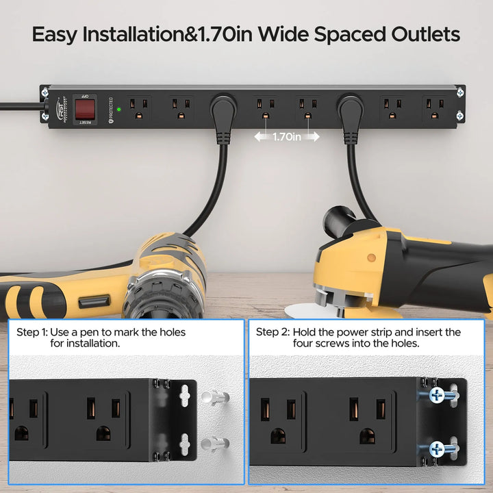 Slim Metal 8-Outlet Surge Protector