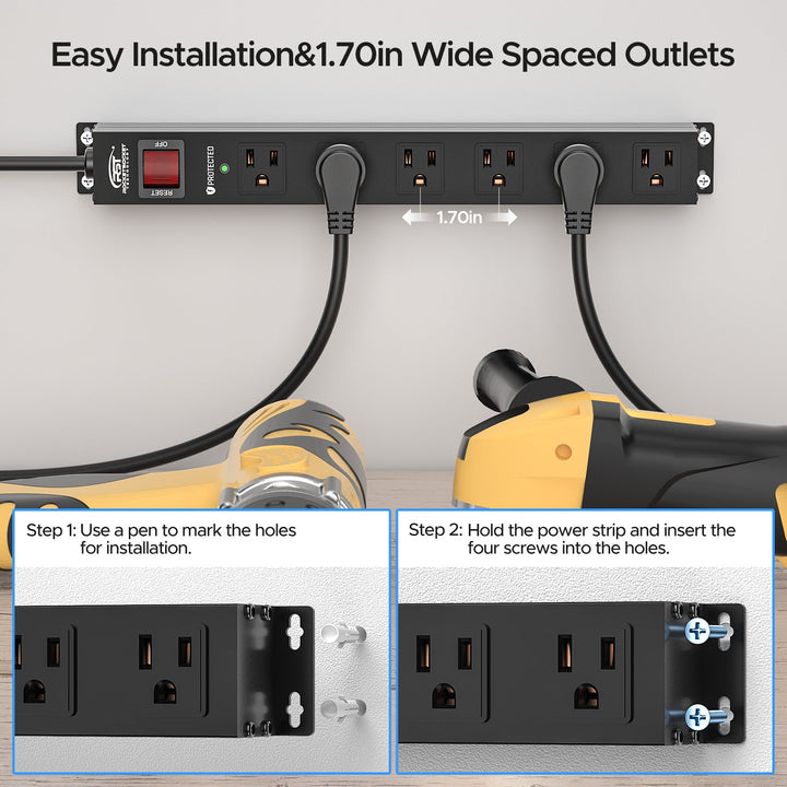 Recycled Aluminum Surge Protector Strip, 6-Outlet 6Ft