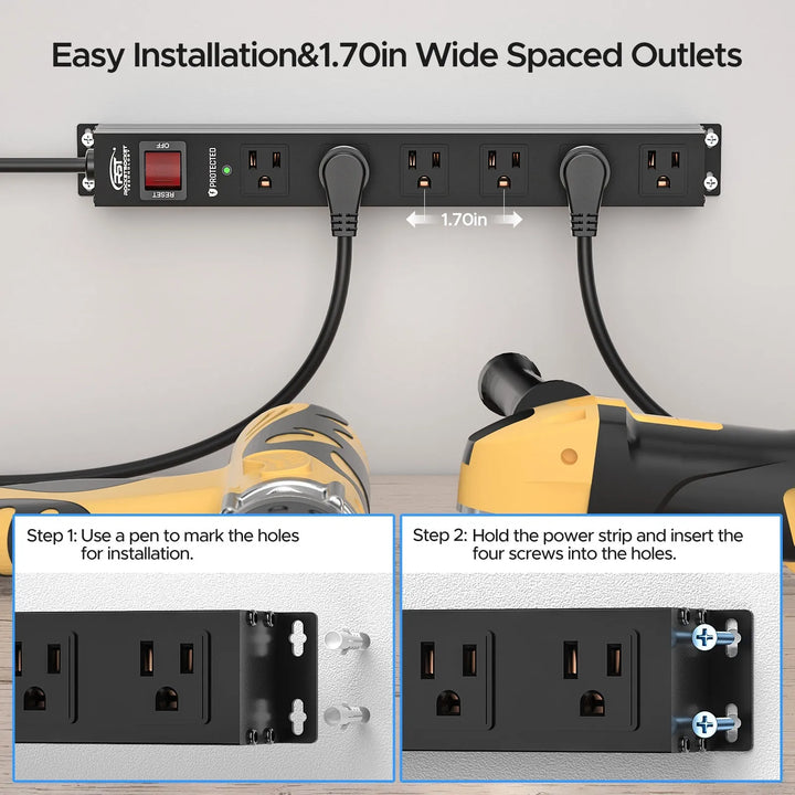 Metal Power Strip Six Outlet