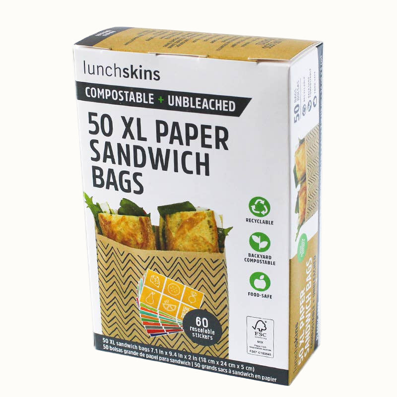 Compostable Unbleached Kraft Paper Sandwich Bags, 50 Ct.