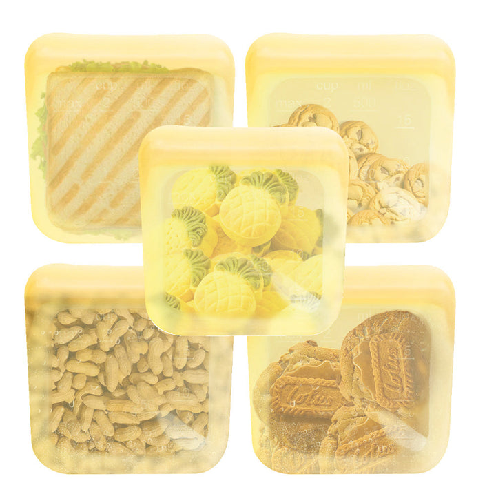Leak-Proof Food-Grade Silicone Food Storage Bags, 5 Ct.