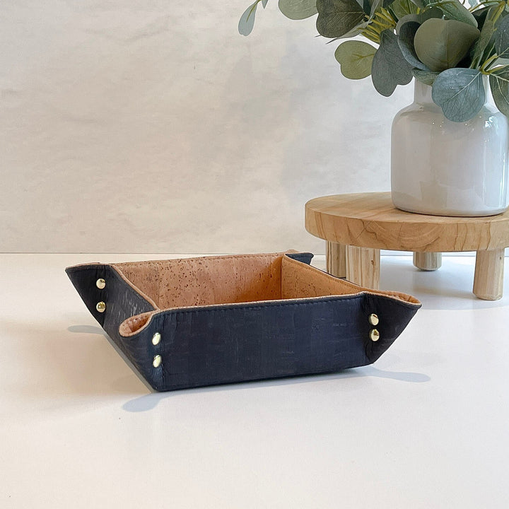 Handcrafted Biodegradable Cork Valet Tray, Coal, 8"