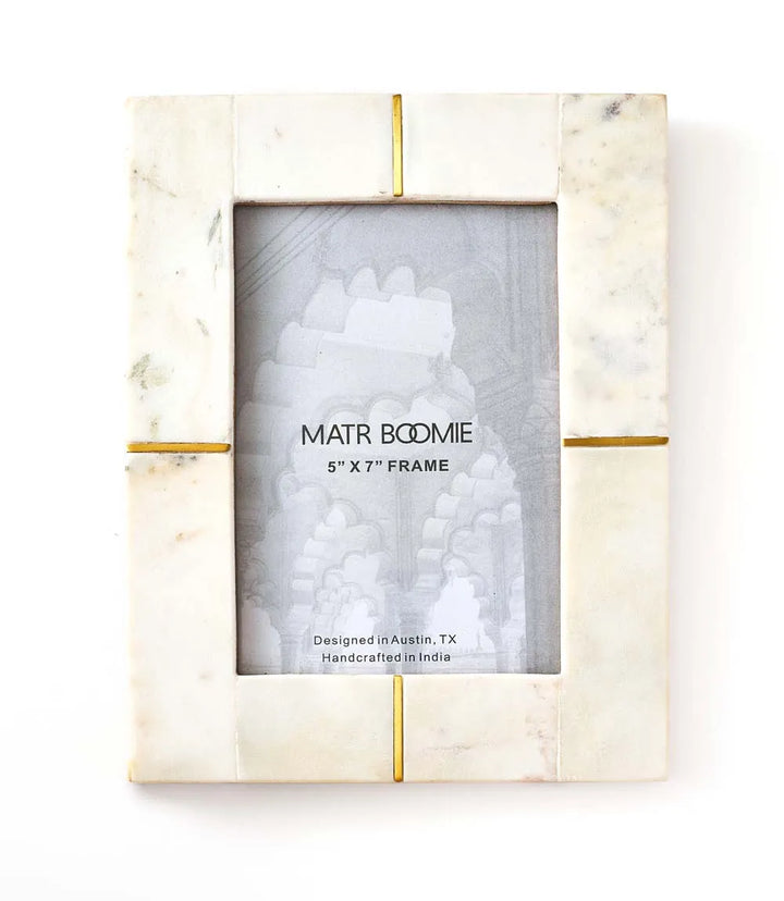 Marble Brass Inlay Picture Frame 5x7