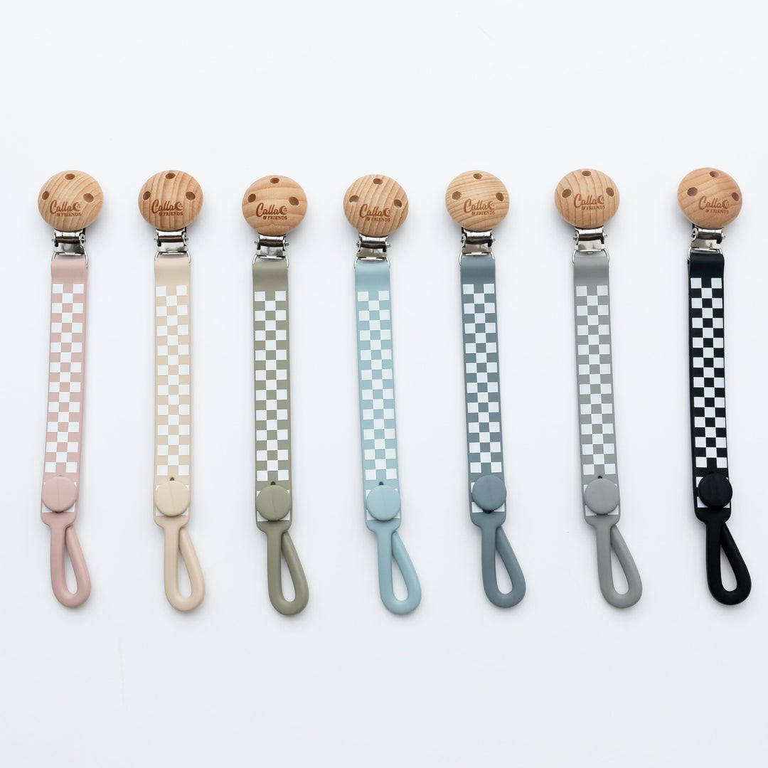 Non-Toxic Silicone Pacifier Clip, Checkered