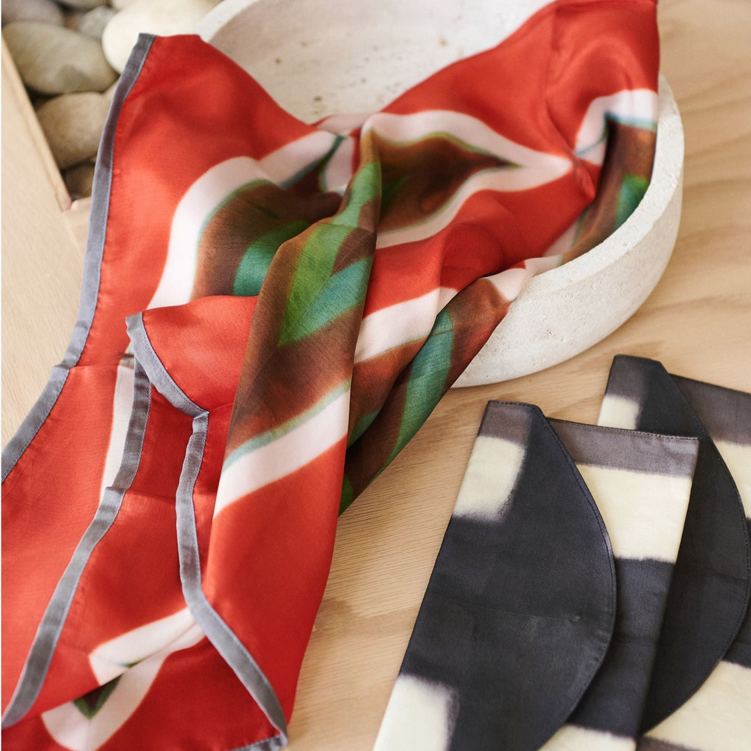 Handcrafted Mulberry Silk Shibori Pouch, 10" x 4"
