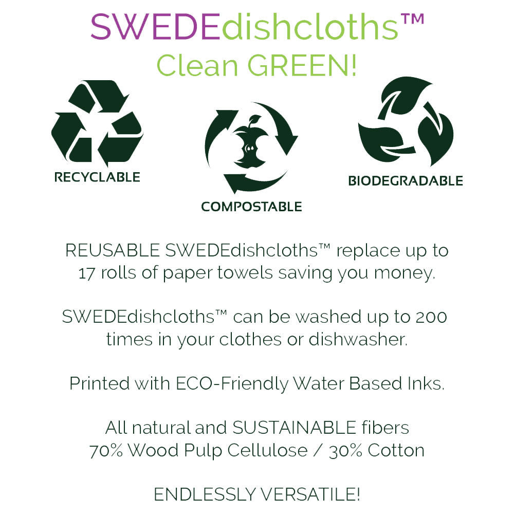Compostable Wood Pulp Dishcloths, Kitchen, 3 Ct.