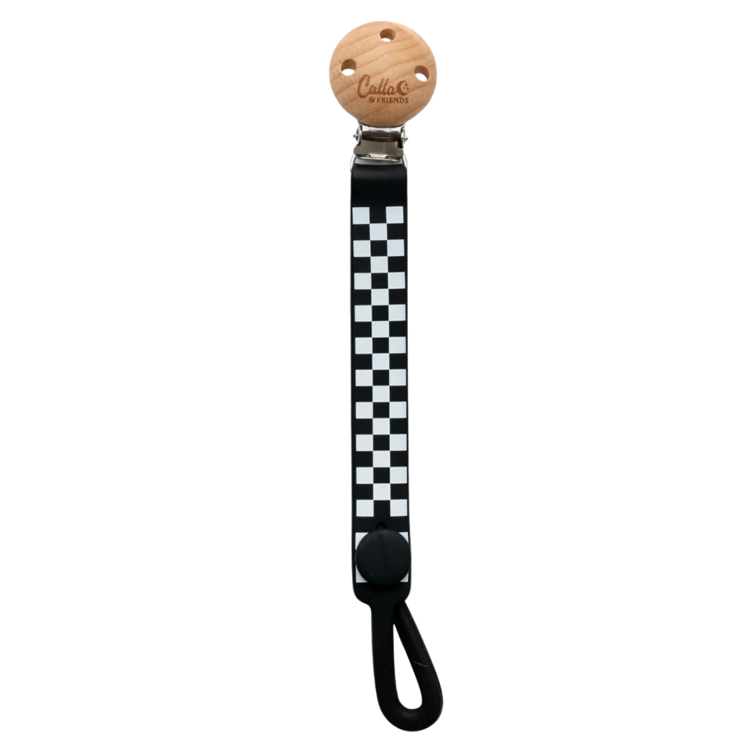 Non-Toxic Silicone Pacifier Clip, Checkered