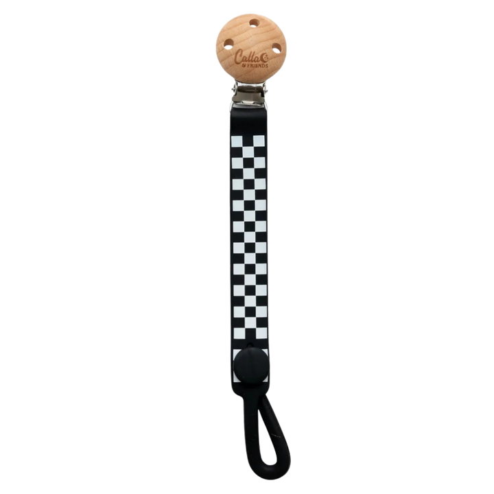 Non-Toxic Silicone Pacifier Clip, Checkered