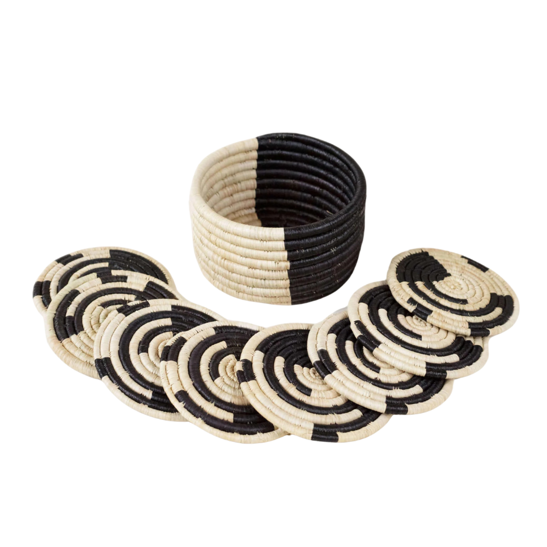 Handwoven Raffia Serveware Coasters, 4", 8 Ct.