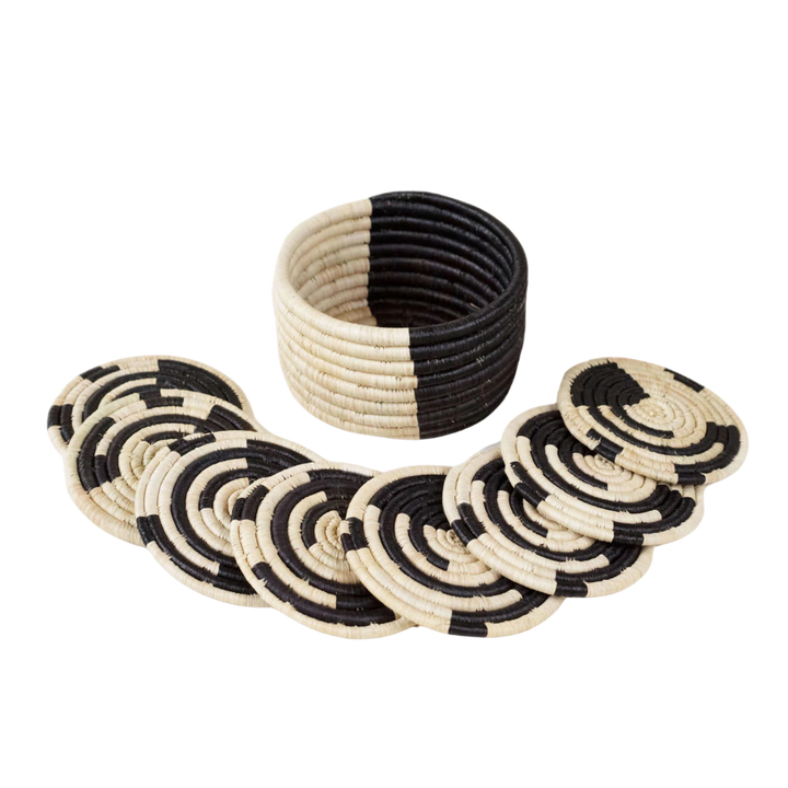 Handwoven Raffia Serveware Coasters, 4", 8 Ct.