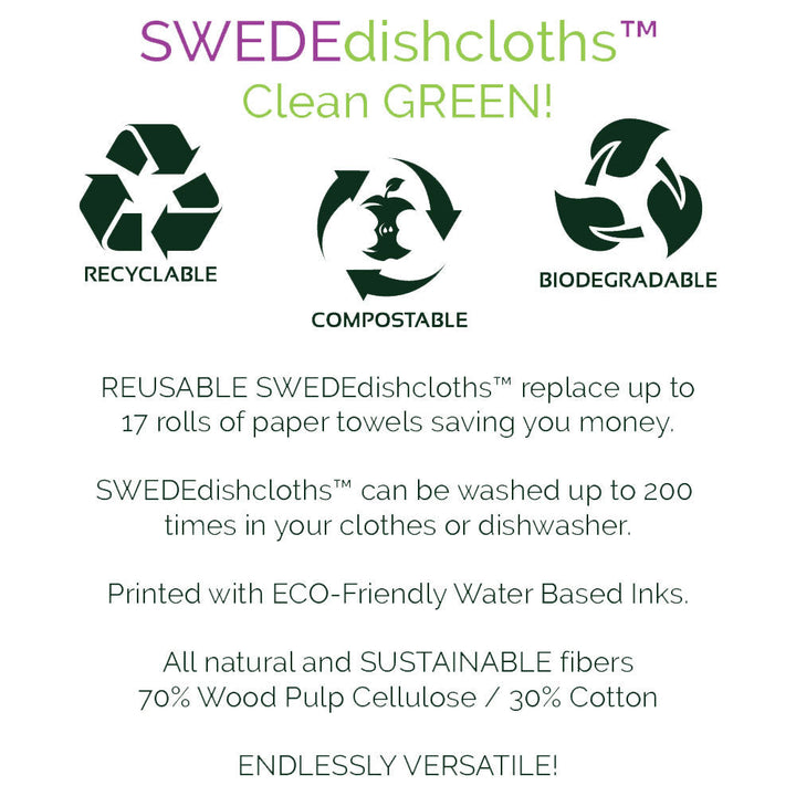 Compostable Wood Pulp Dishcloths, Coffee Print, 3 Ct.