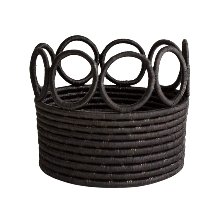 Handcrafted Sisal Sweetgrass Storage Basket, Black