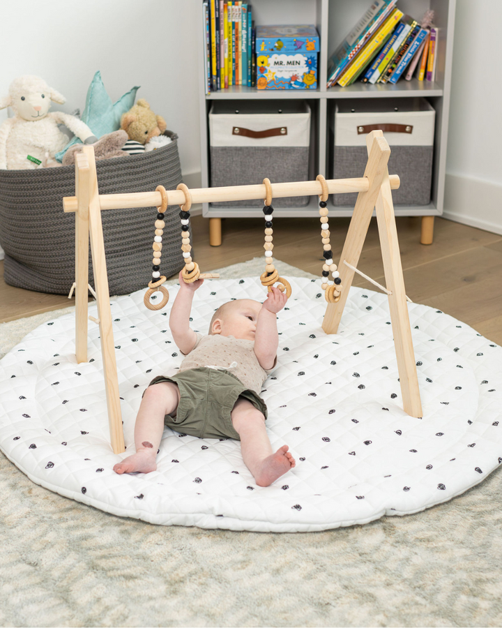 Non-Toxic Pine Wood Baby Play Gym &amp; Mat Set