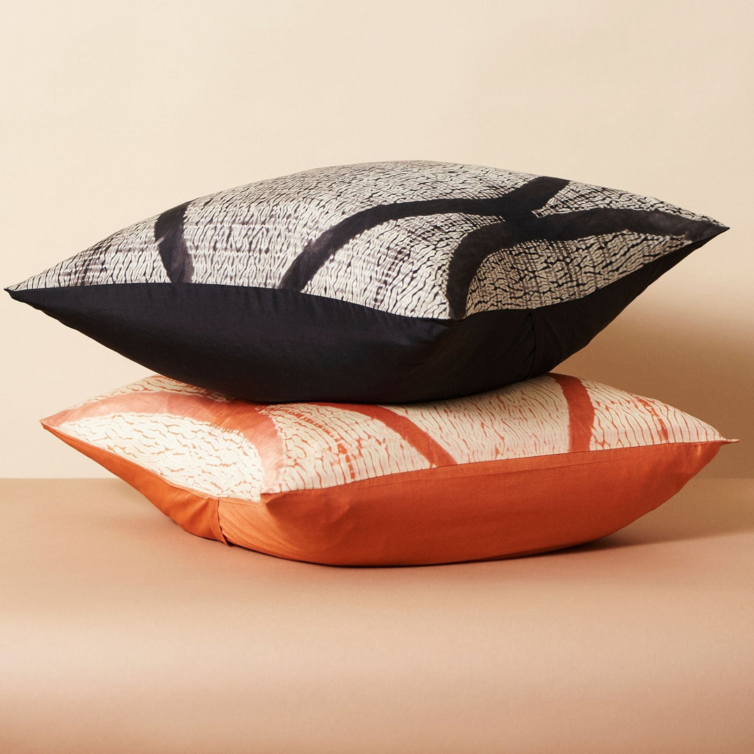 Handcrafted Silk Shibori Throw Pillow Cover, Coral