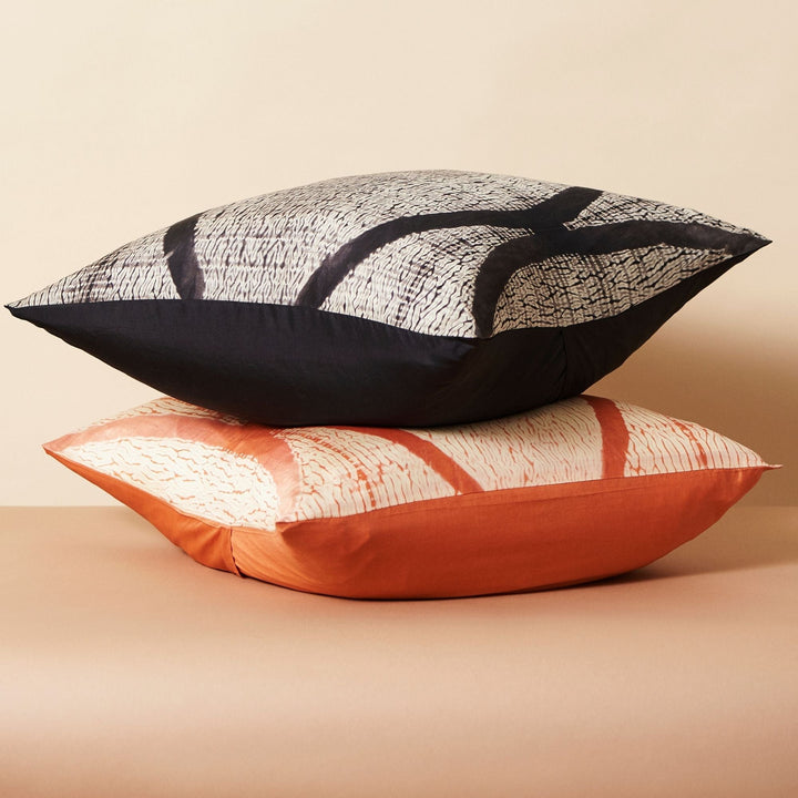 Handcrafted Silk Shibori Throw Pillow Cover, Coral