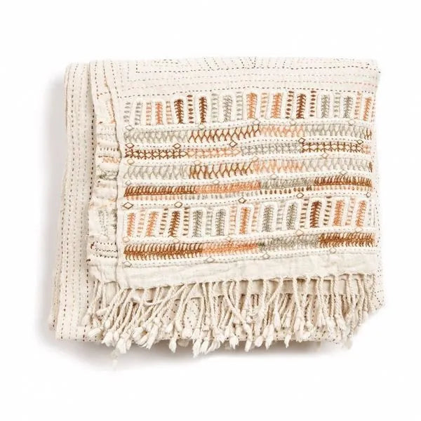 Unah Embroidered Cotton Throw