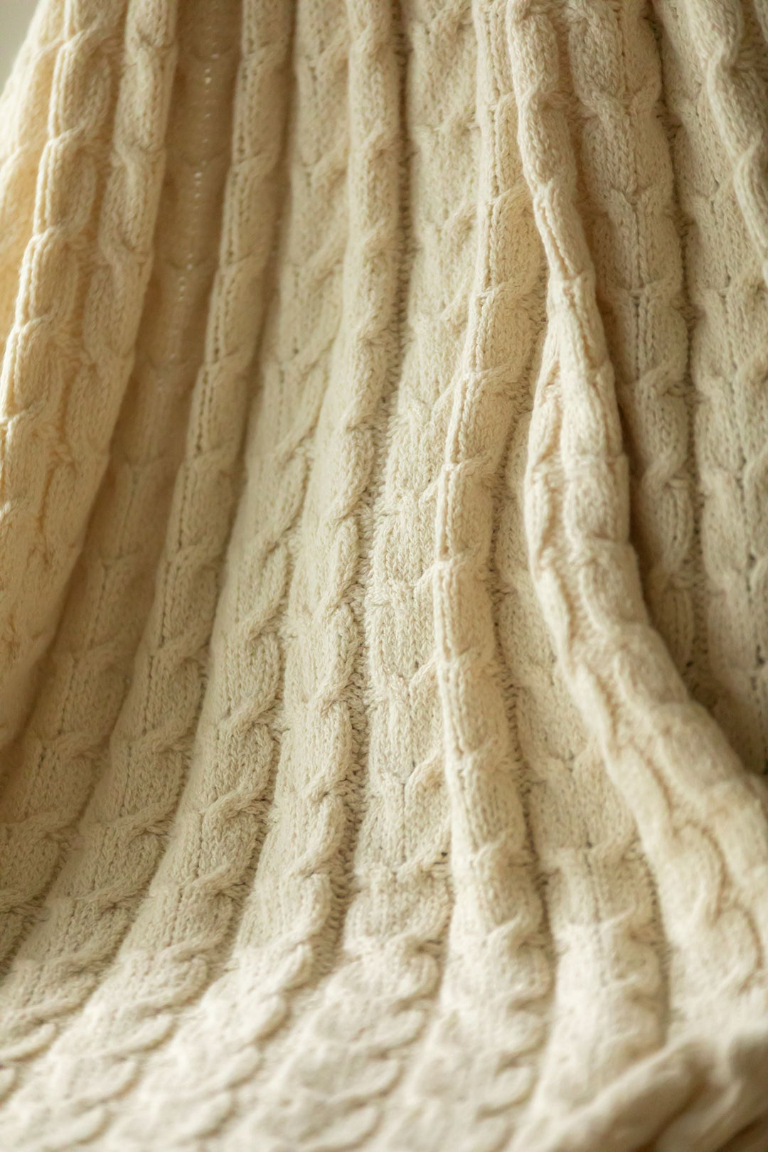 Handwoven Undyed Alpaca &amp; Pima Cotton Throw, Ivory