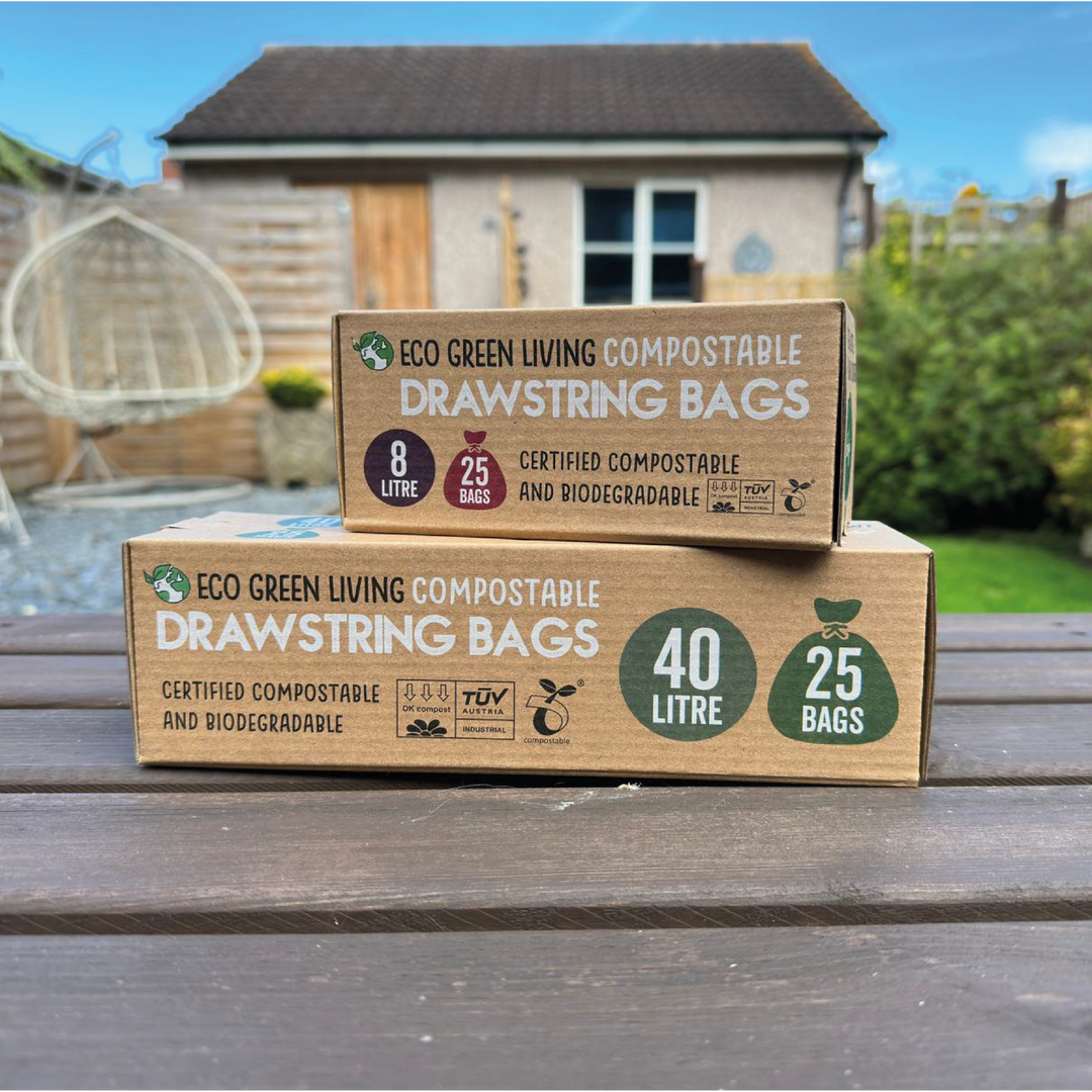 Certified Compostable Drawstring Bin Liners, 2 Gal., 25 Ct.