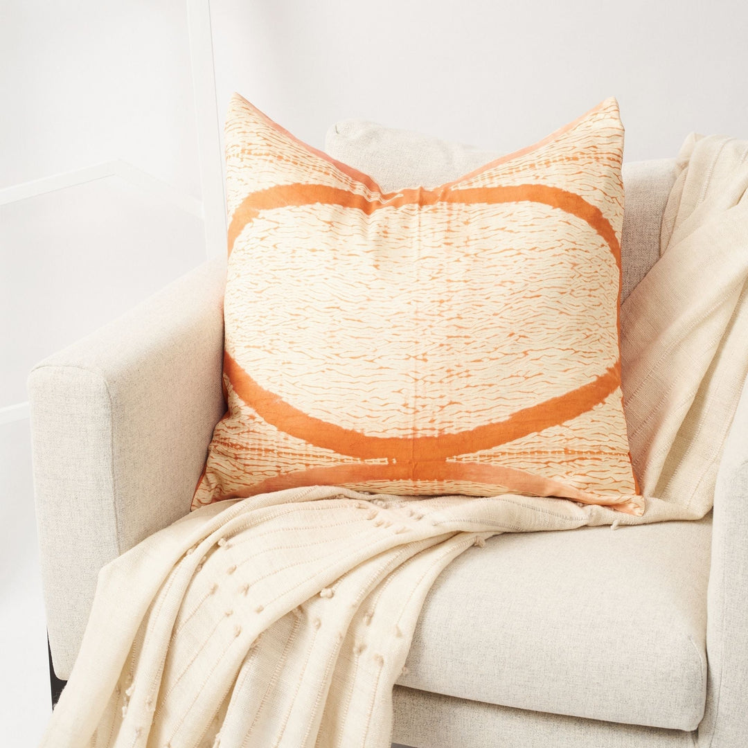 Handcrafted Silk Shibori Throw Pillow Cover, Coral